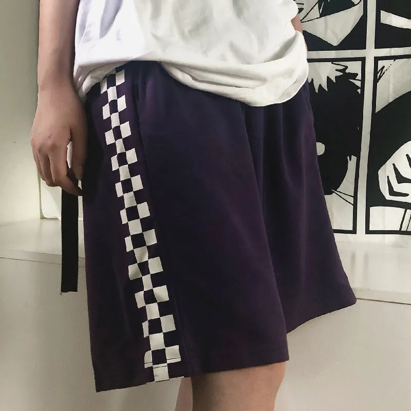 Side Checkered Plaid Shorts Pants