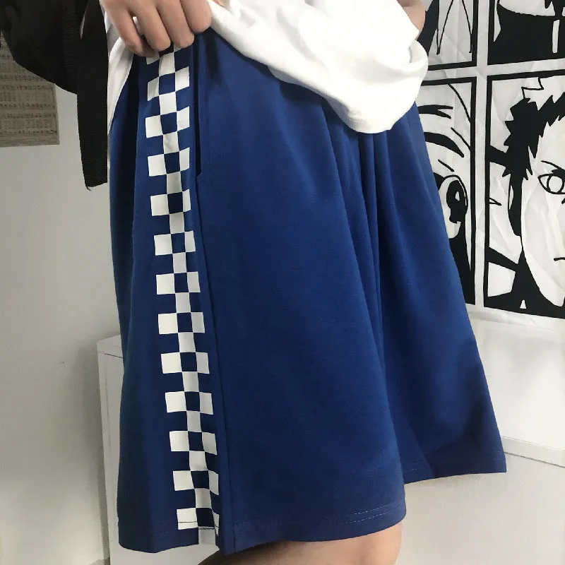 Side Checkered Plaid Shorts Pants