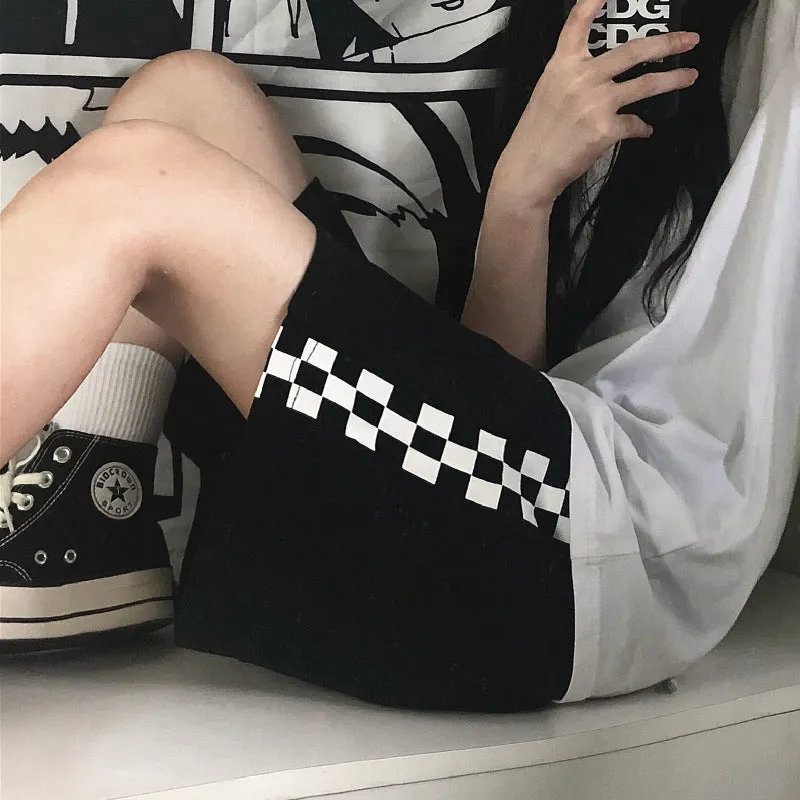 Side Checkered Plaid Shorts Pants