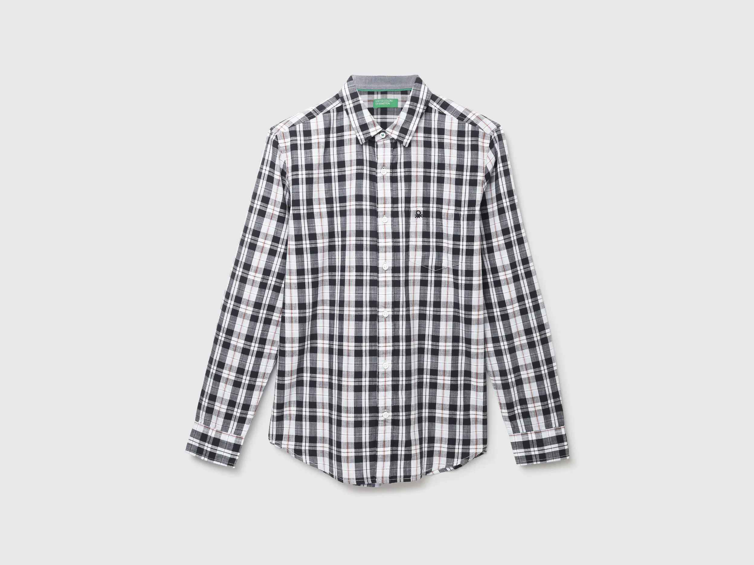 Slim Fit Straight Collar Plaid Shirt