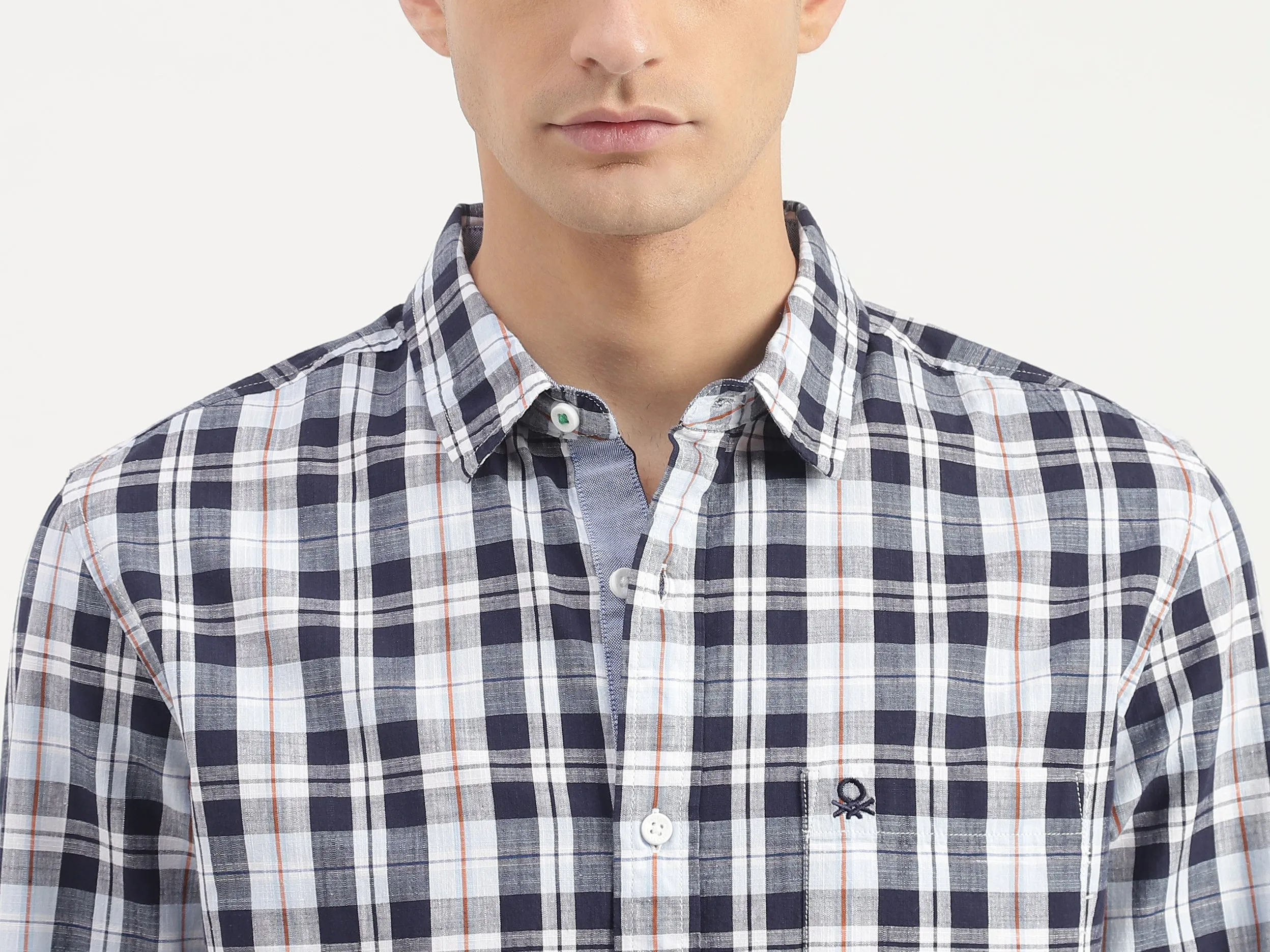 Slim Fit Straight Collar Plaid Shirt