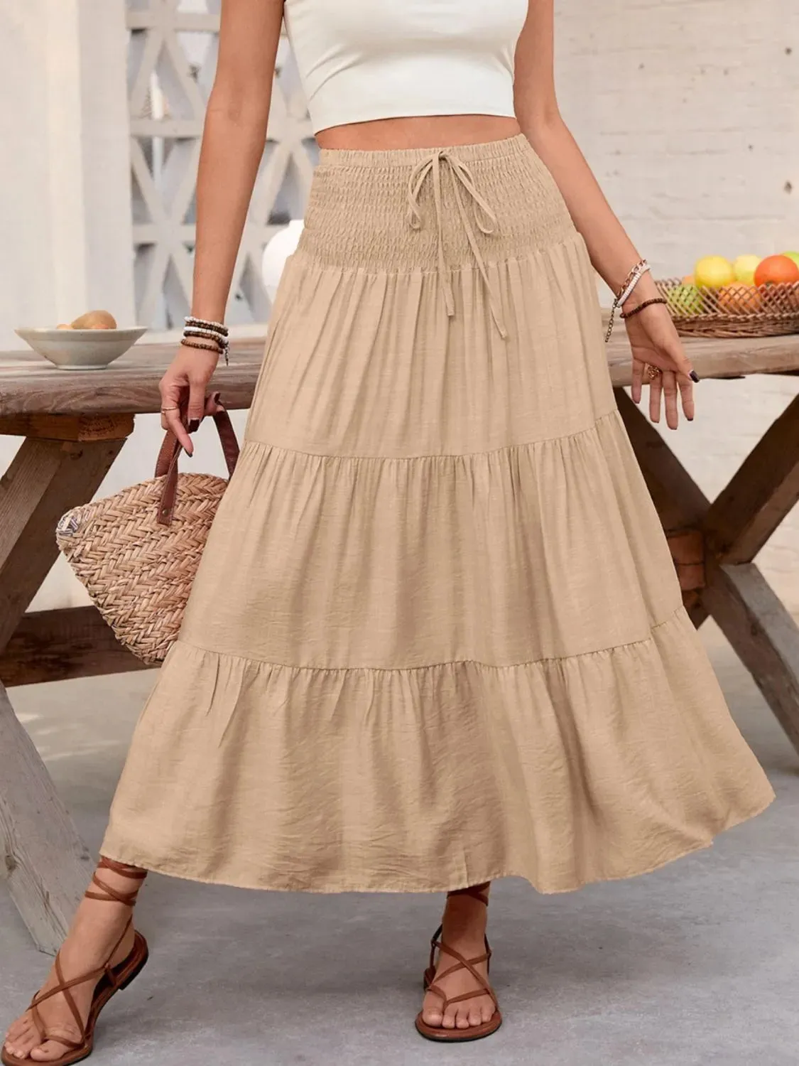 Smocked Tiered Skirt