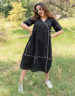 Soot Black Wrap Dress
