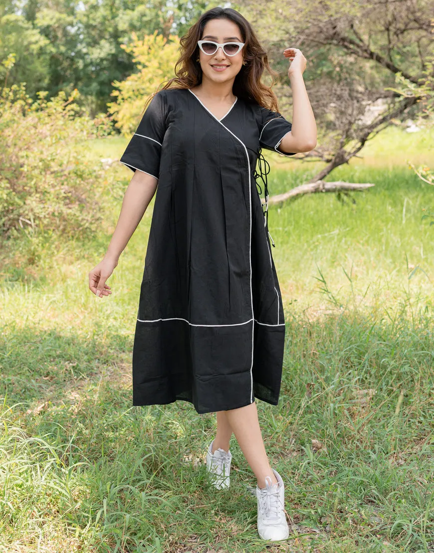 Soot Black Wrap Dress