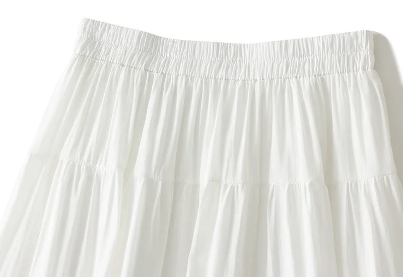 Spring Bow High Waist A Line Umbrella Skirt