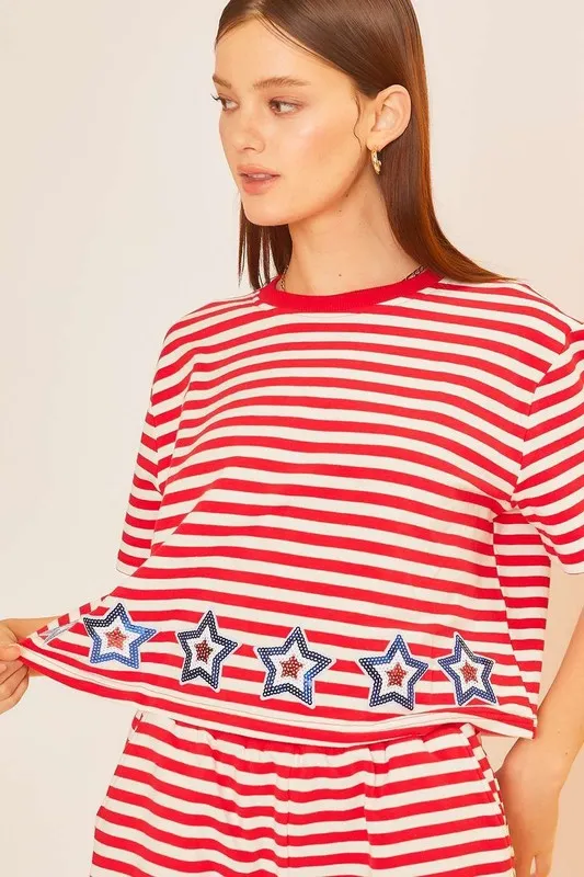 Star Patch Stripe Short Set