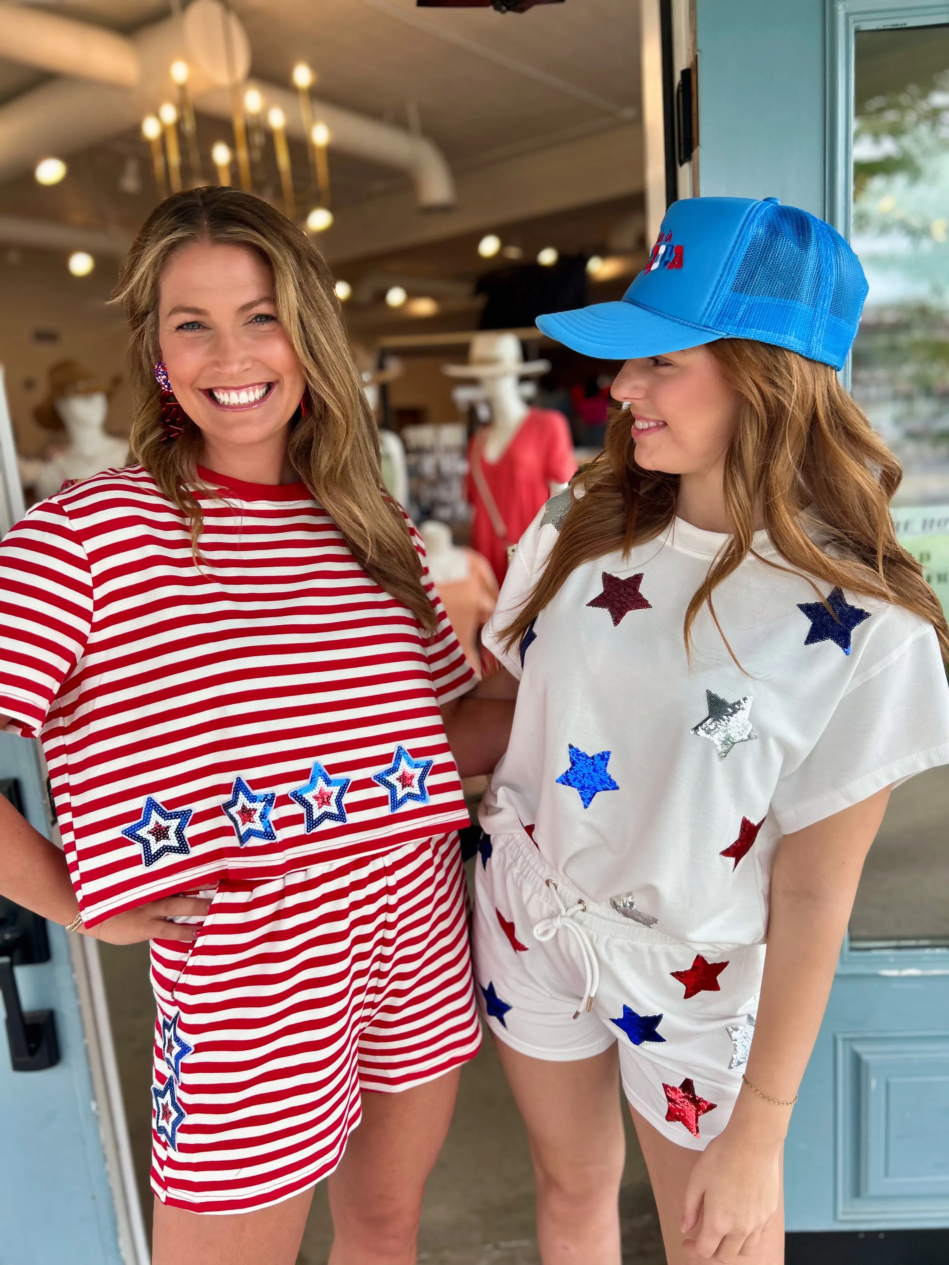 Star Patch Stripe Short Set