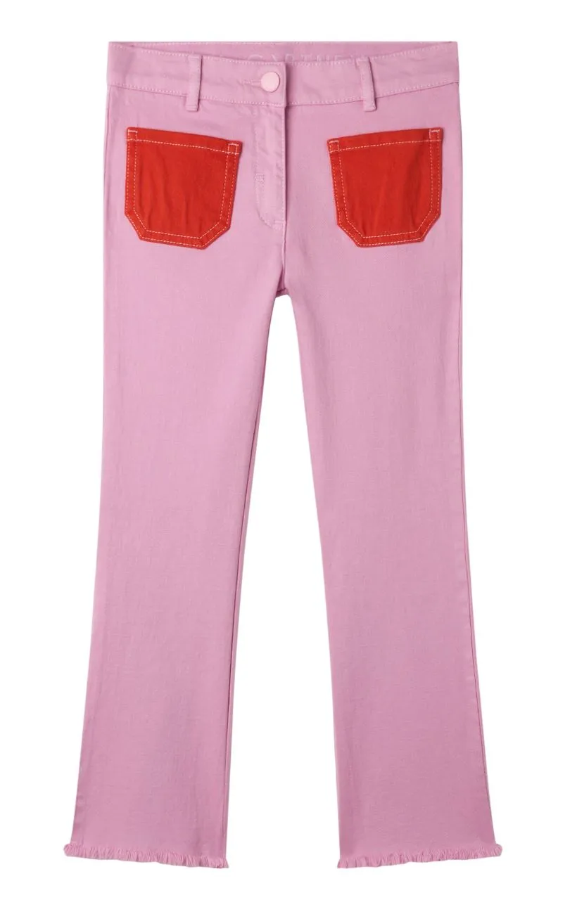 Stella McCartney Kids Pink Gabardine Pants With Color Pockets