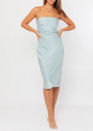 Strapless Back Cowl Bias Midi Dress