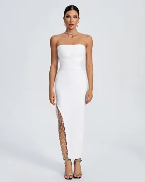 Strapless Drill Chain Midi Bandage Dress