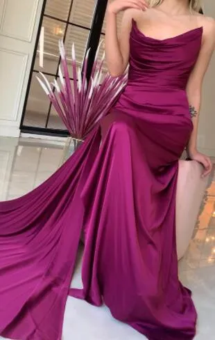 Strapless High Side Split Dress