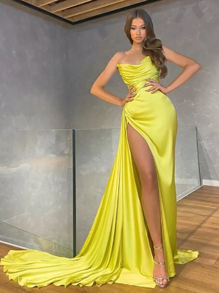 Strapless High Side Split Dress