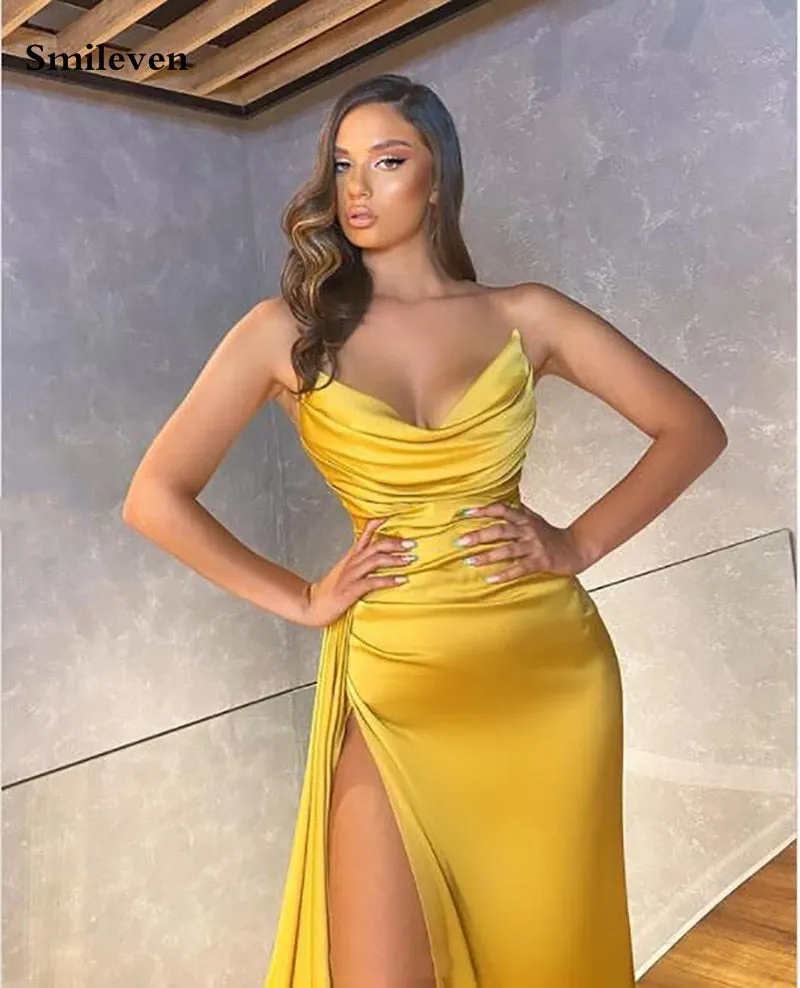 Strapless High Side Split Dress