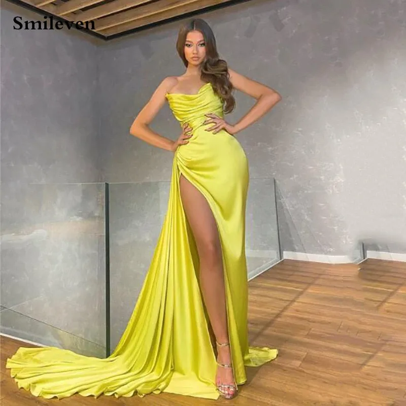 Strapless High Side Split Dress
