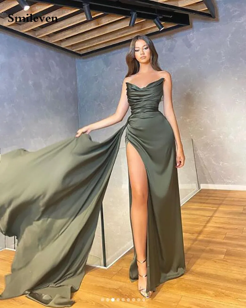 Strapless High Side Split Dress