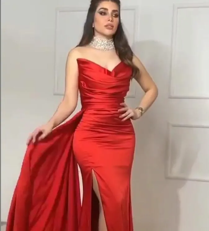 Strapless High Side Split Dress