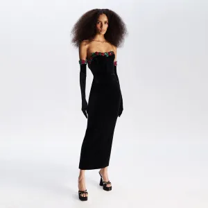 Strapless Sleeveless Sequins Midi Dress BD2492