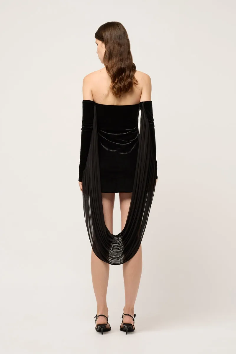 STRAPLESS VELVET MINI DRESS
