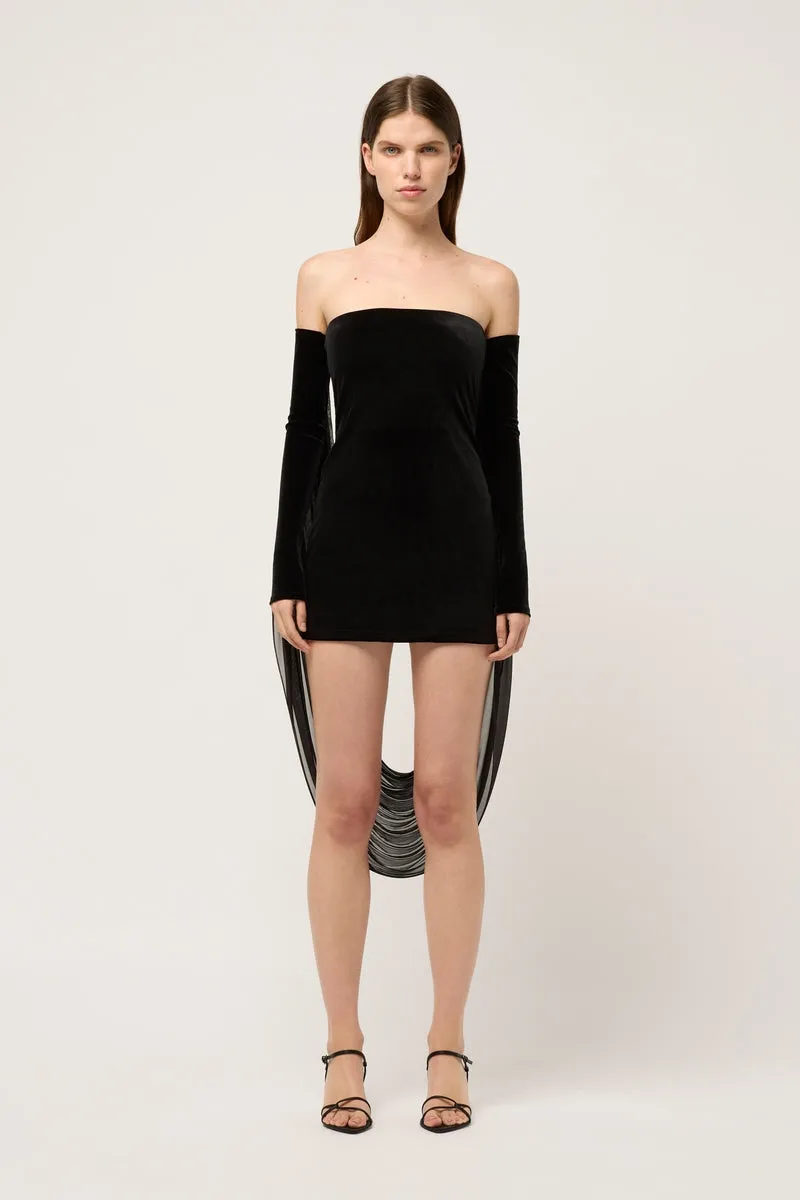 STRAPLESS VELVET MINI DRESS