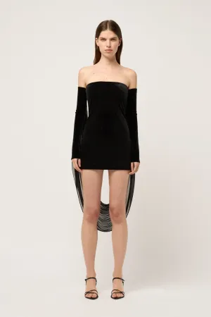 STRAPLESS VELVET MINI DRESS