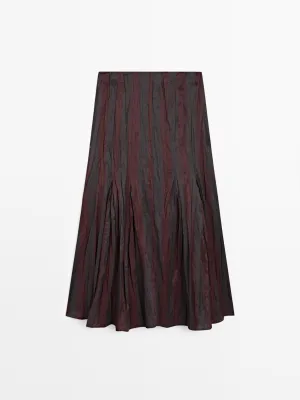 Striped flowing midi skirt