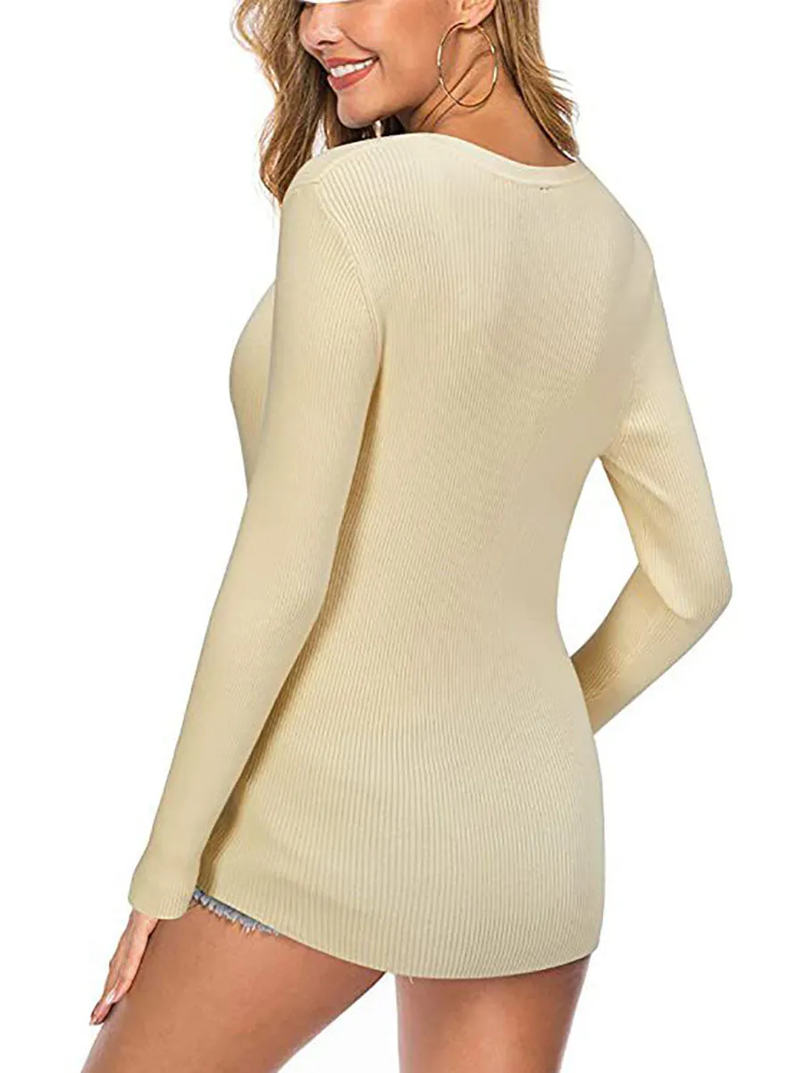 Stunncal Button Slim Sexy Long-Sleeved T-Shirt(6 colors)