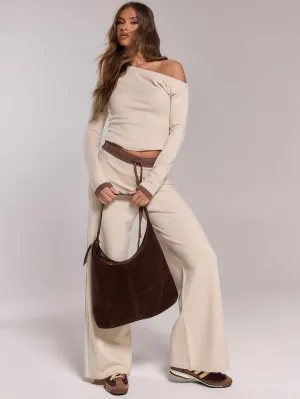 Stylish Knit Contrast Drawstring Trousers – Comfortable & Trendy