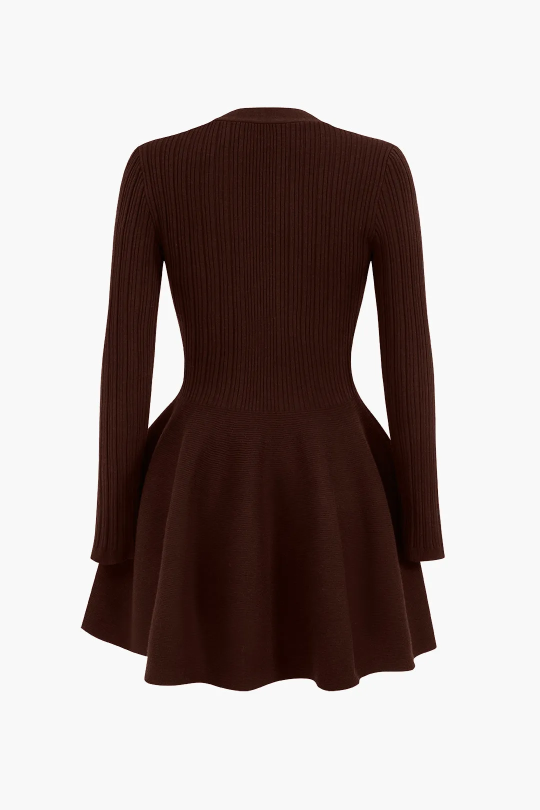 Stylish Long Sleeve V-Neck Dress with Puff Hem for Women