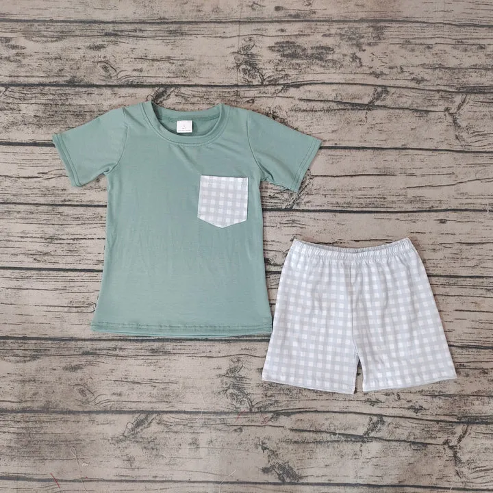 Summer Mint Plaid Shorts Set