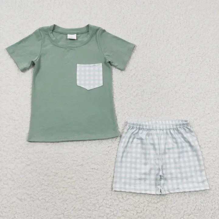 Summer Mint Plaid Shorts Set