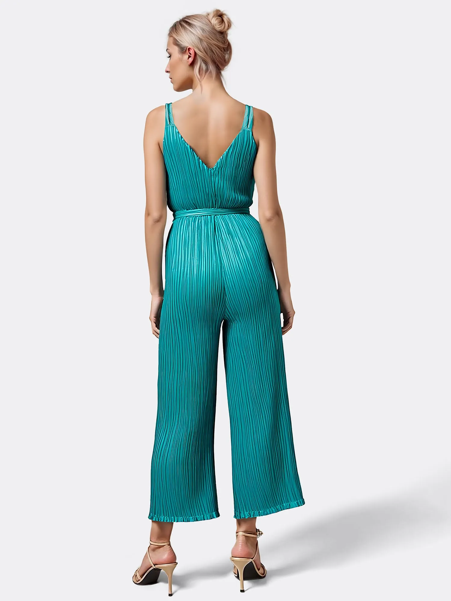 Surplice Bodice Pleated Jumpsuit