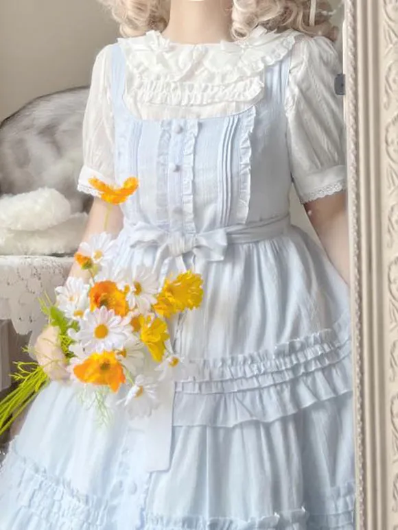 Sweet Lolita Blouses Lolita Top White Short Sleeves Ruffles Lolita Shirt