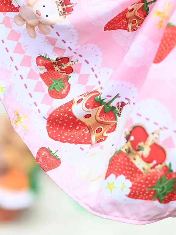 Sweet Lolita SK Fruit Floral Pattern Pink Tiered Lace Lolita Skirts