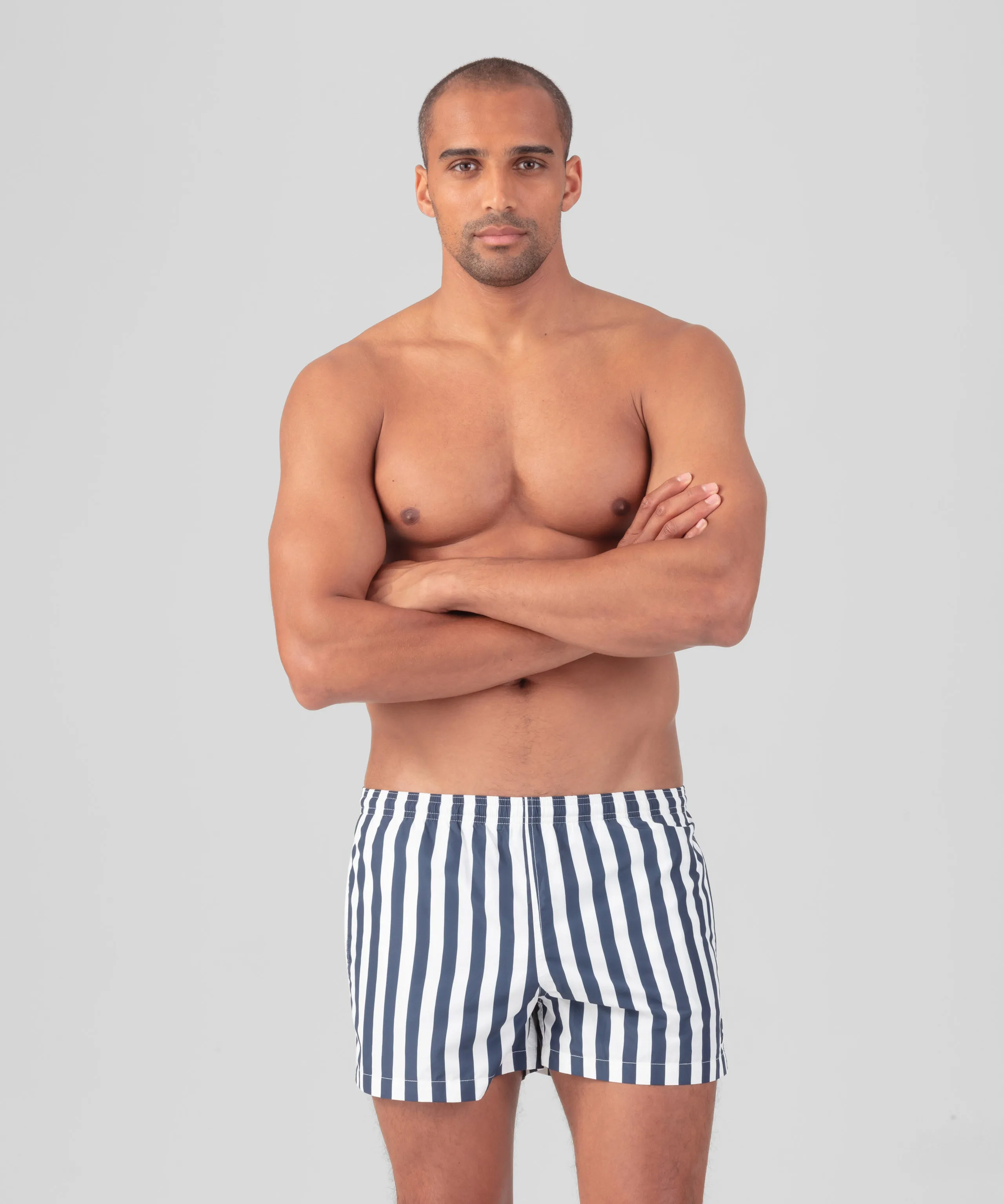 Swim Shorts Vertical Stripes: Navy/White