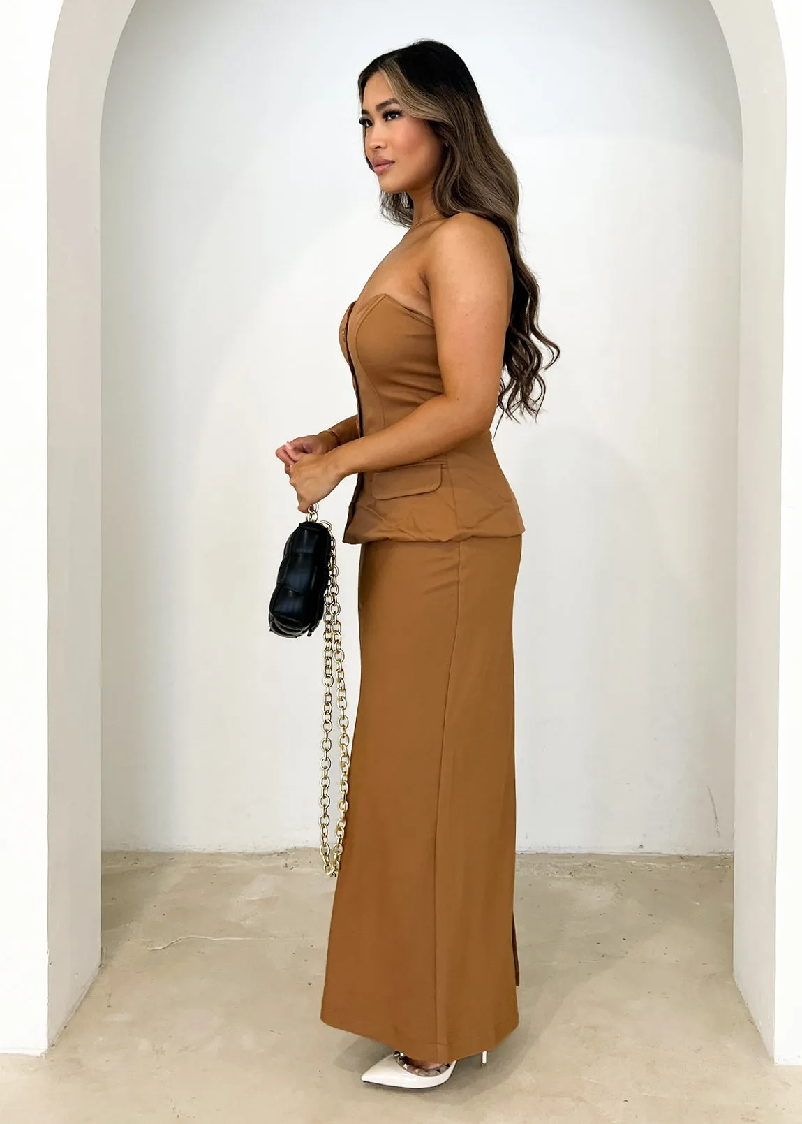 Tarna Midi Skirt - Tan