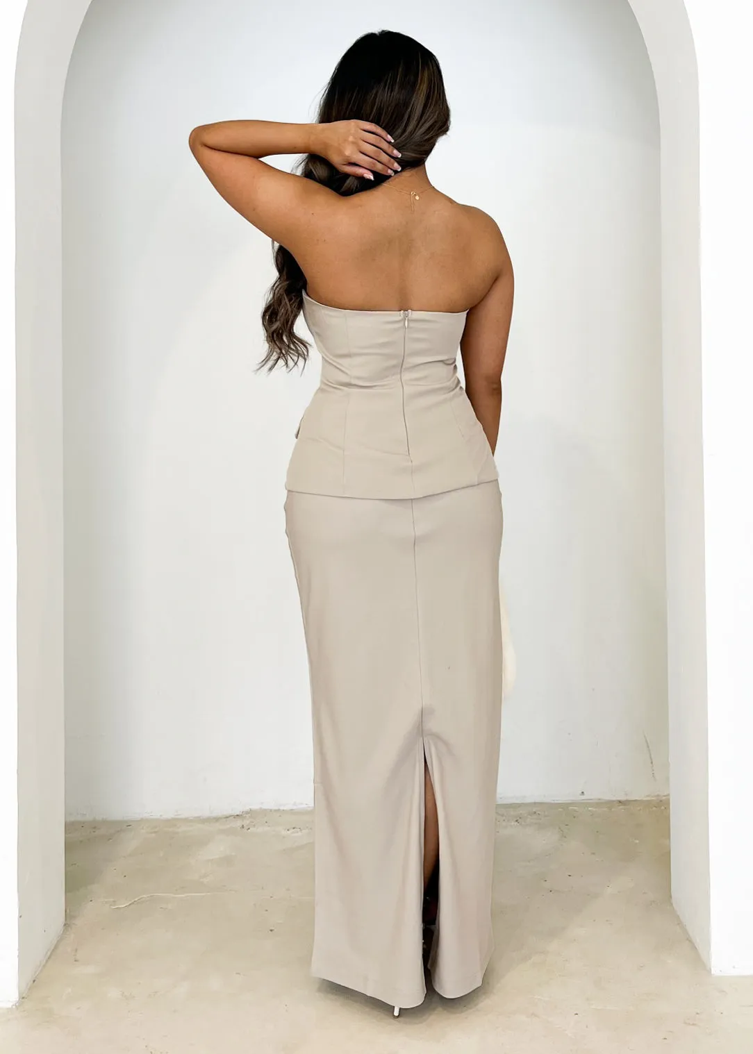 Tarna Strapless Top - Oat