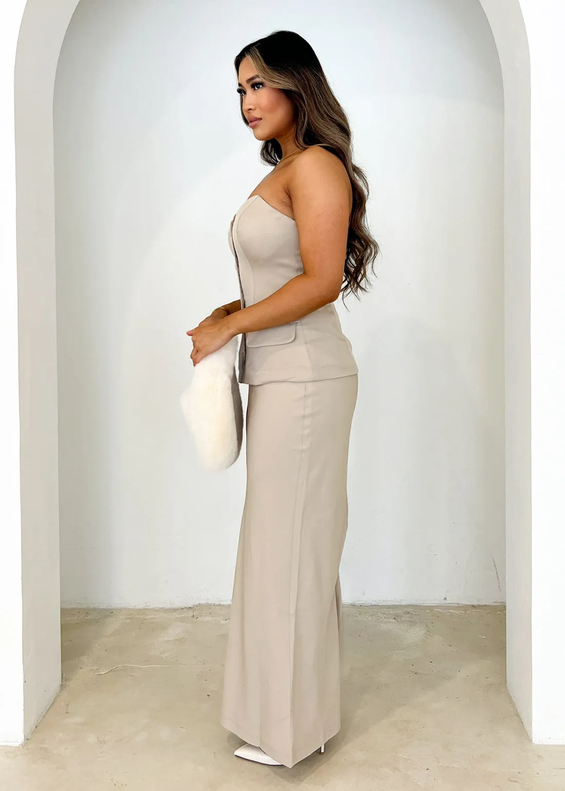Tarna Strapless Top - Oat