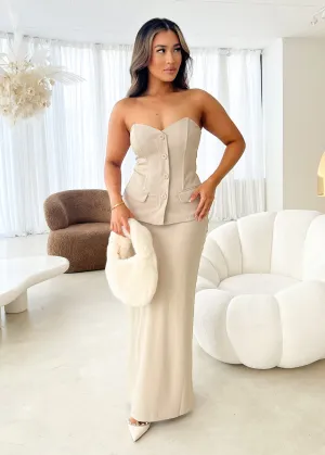 Tarna Strapless Top - Oat