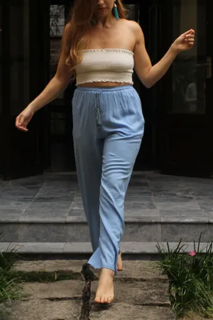 Tassel Belt Loose Leg Pants