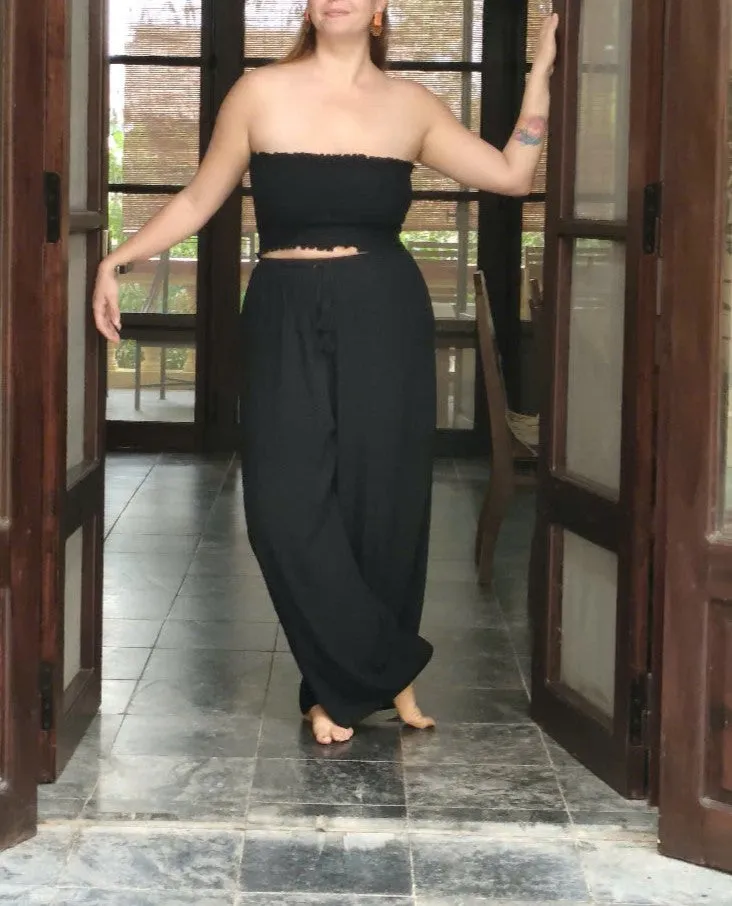 Tassel Belt Loose Leg Pants