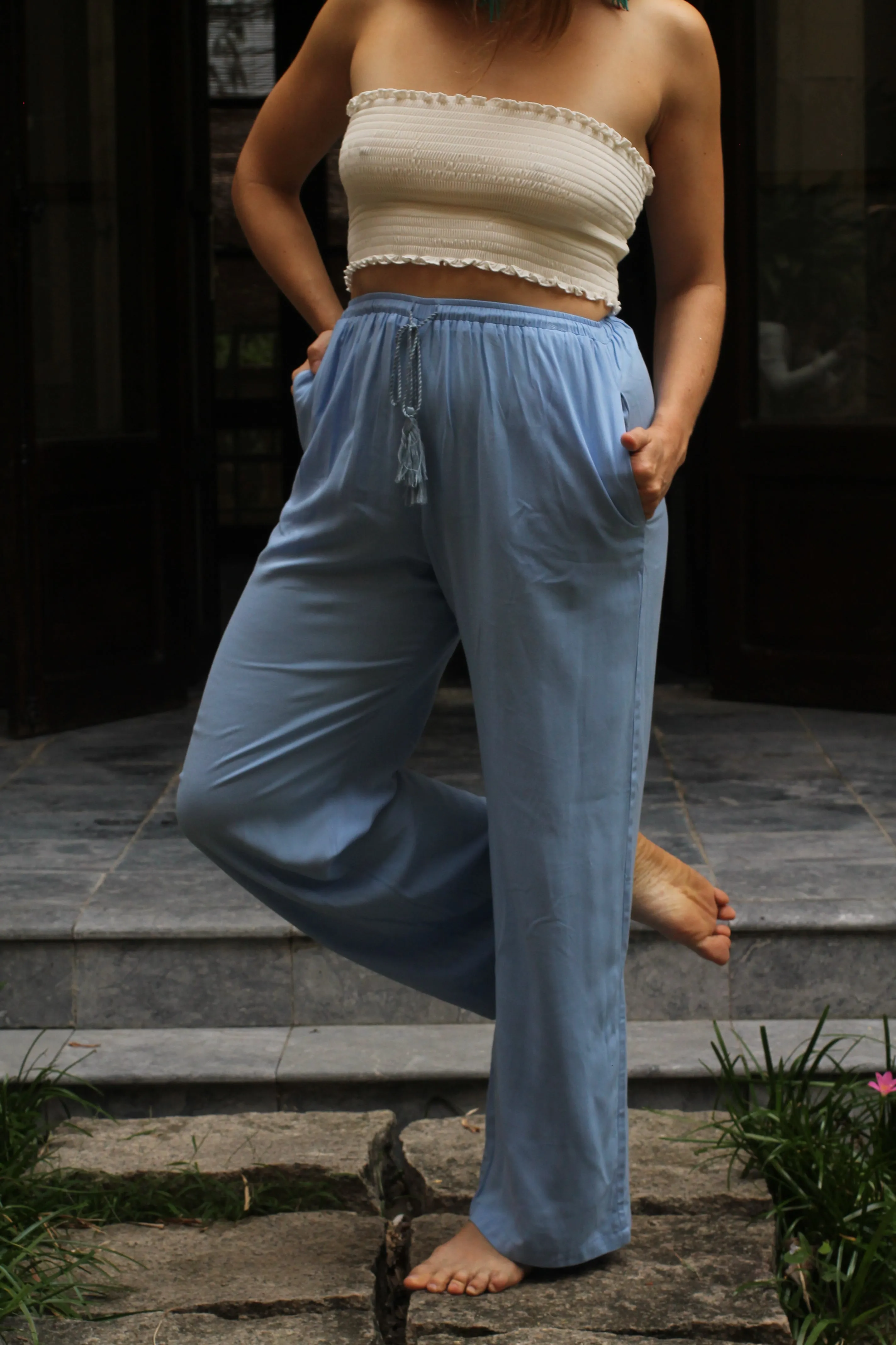 Tassel Belt Loose Leg Pants
