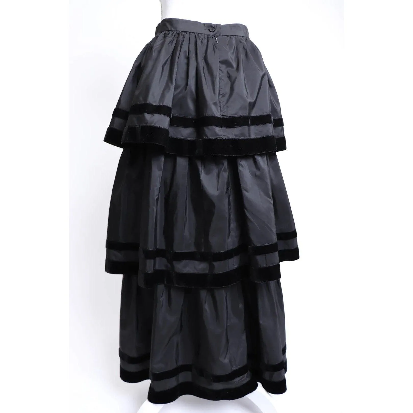 TED LAPIDUS 80's Black Tiered Cocktail Skirt | Size S