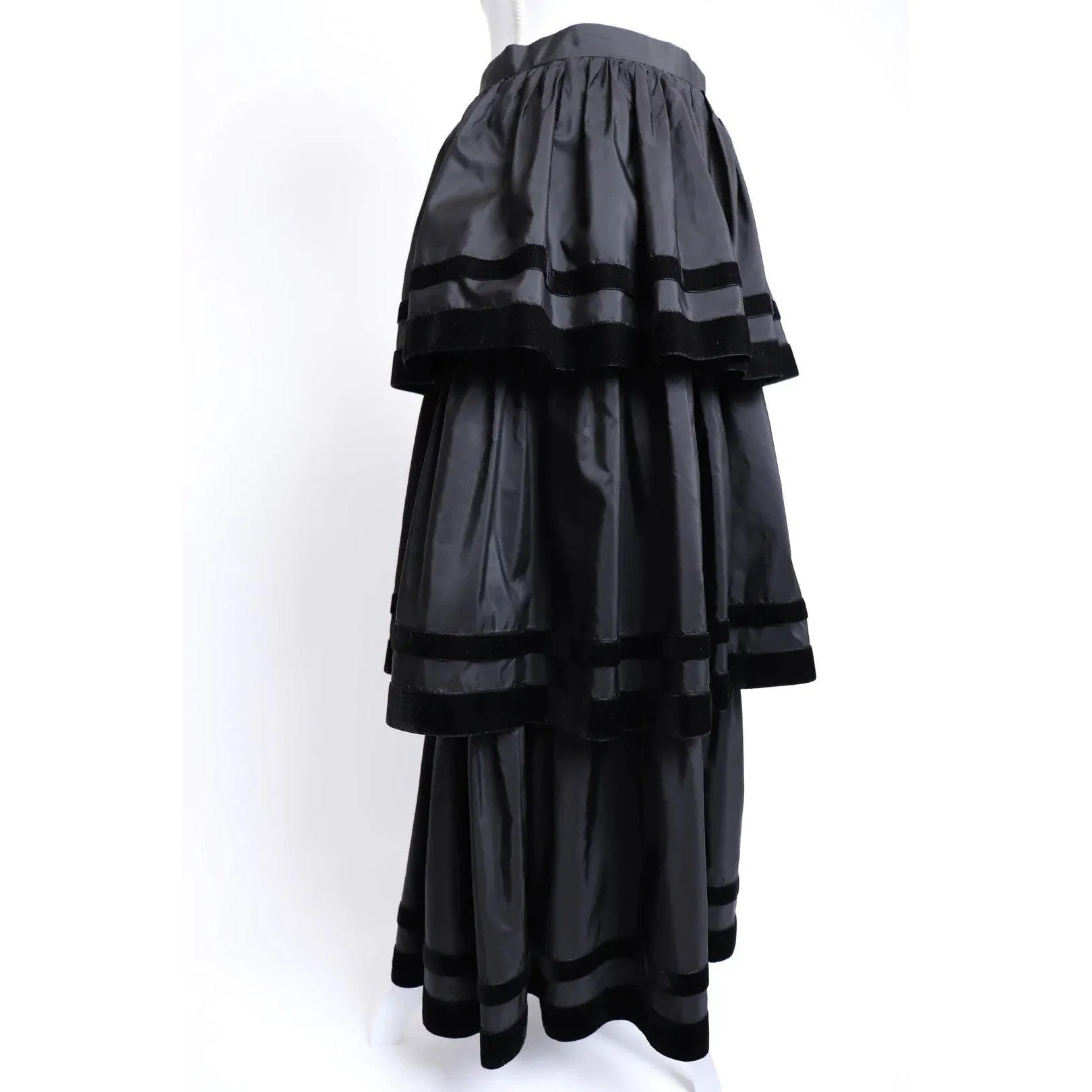TED LAPIDUS 80's Black Tiered Cocktail Skirt | Size S