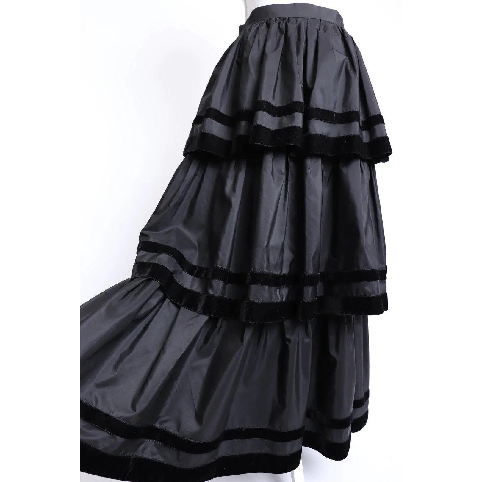 TED LAPIDUS 80's Black Tiered Cocktail Skirt | Size S
