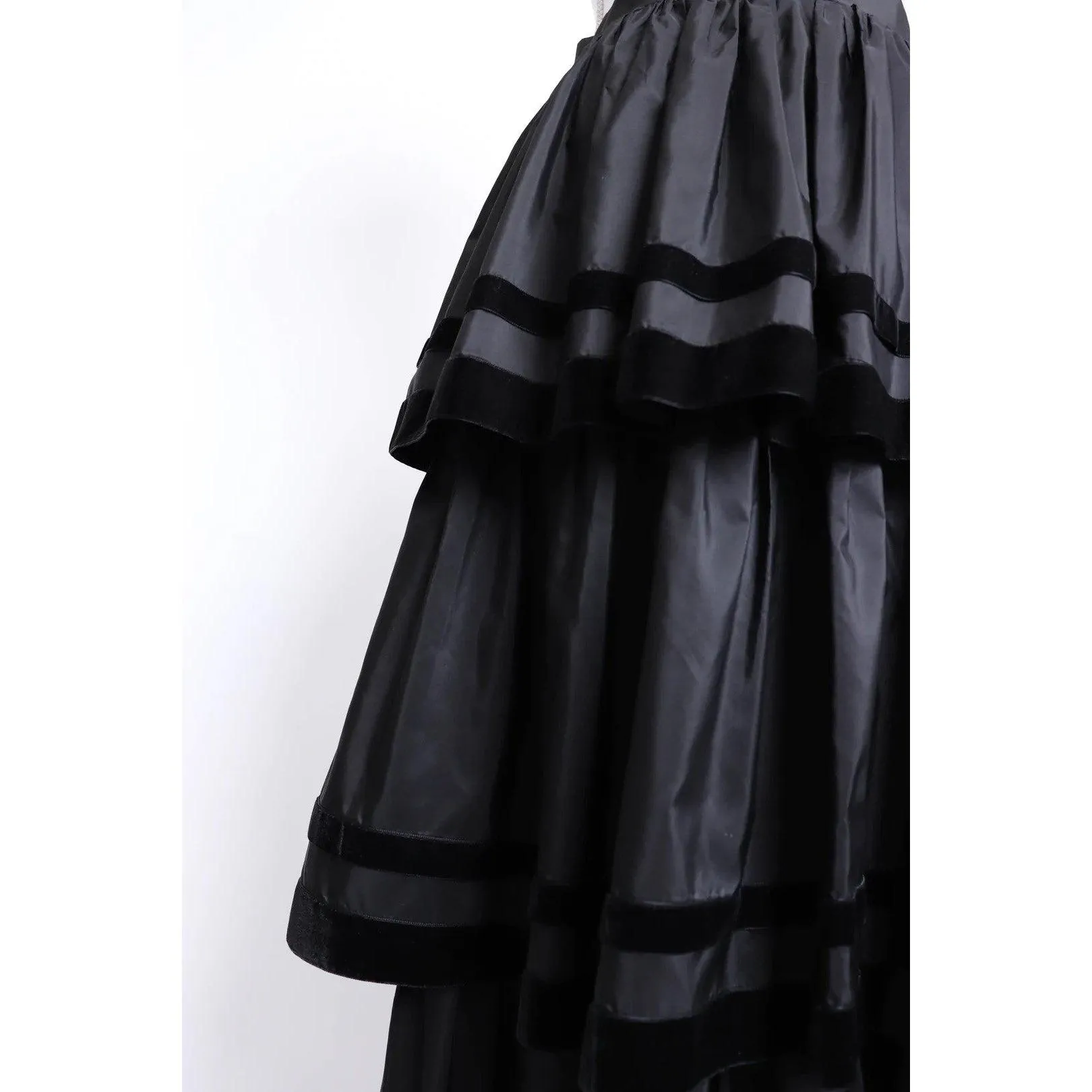 TED LAPIDUS 80's Black Tiered Cocktail Skirt | Size S