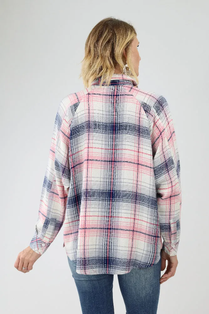 Textured Plaid Shirt - Pink