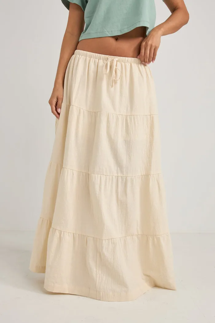 Textured Tiered Maxi Skirt