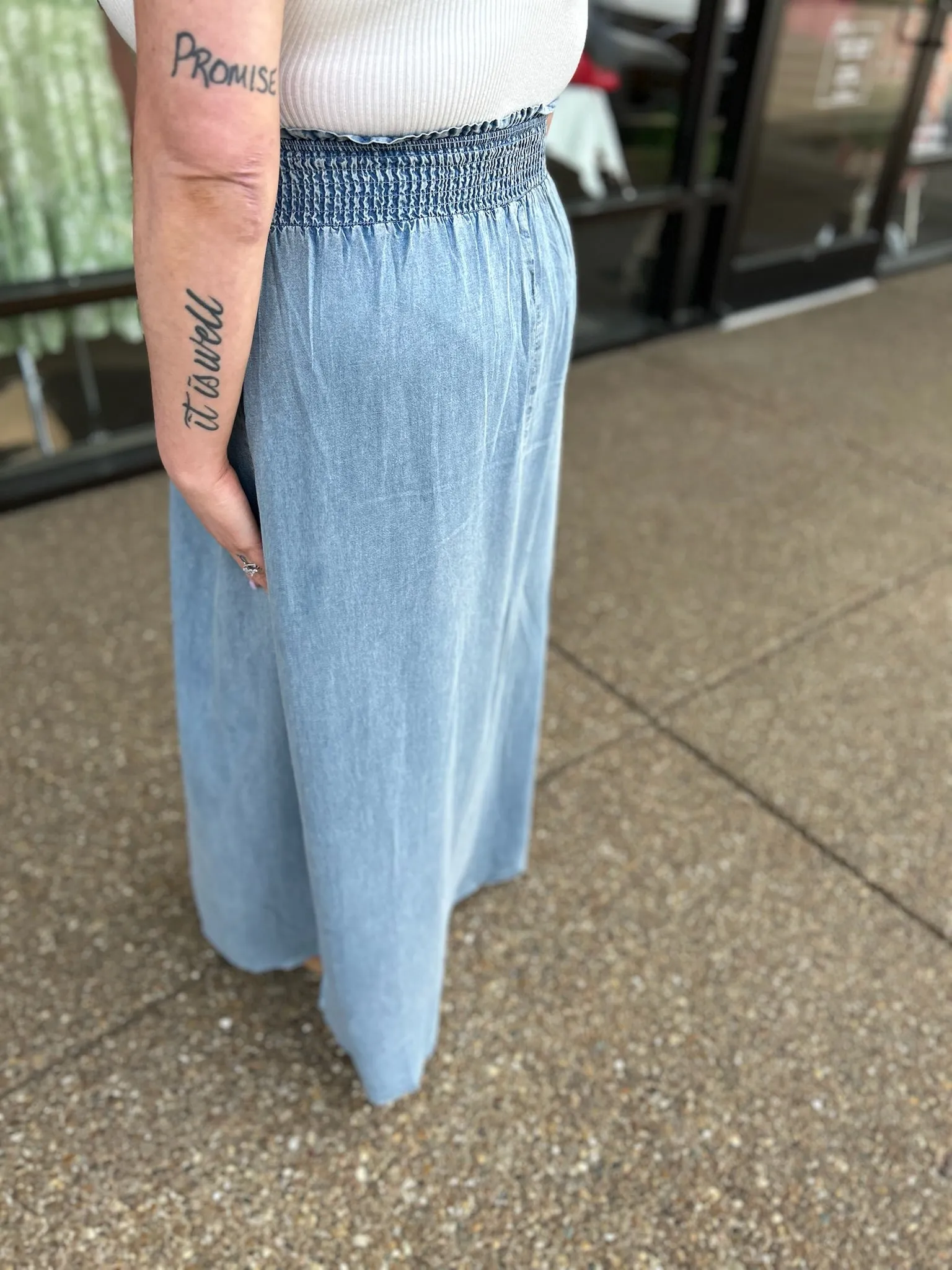 The Savannah Chambray Maxi Skirt