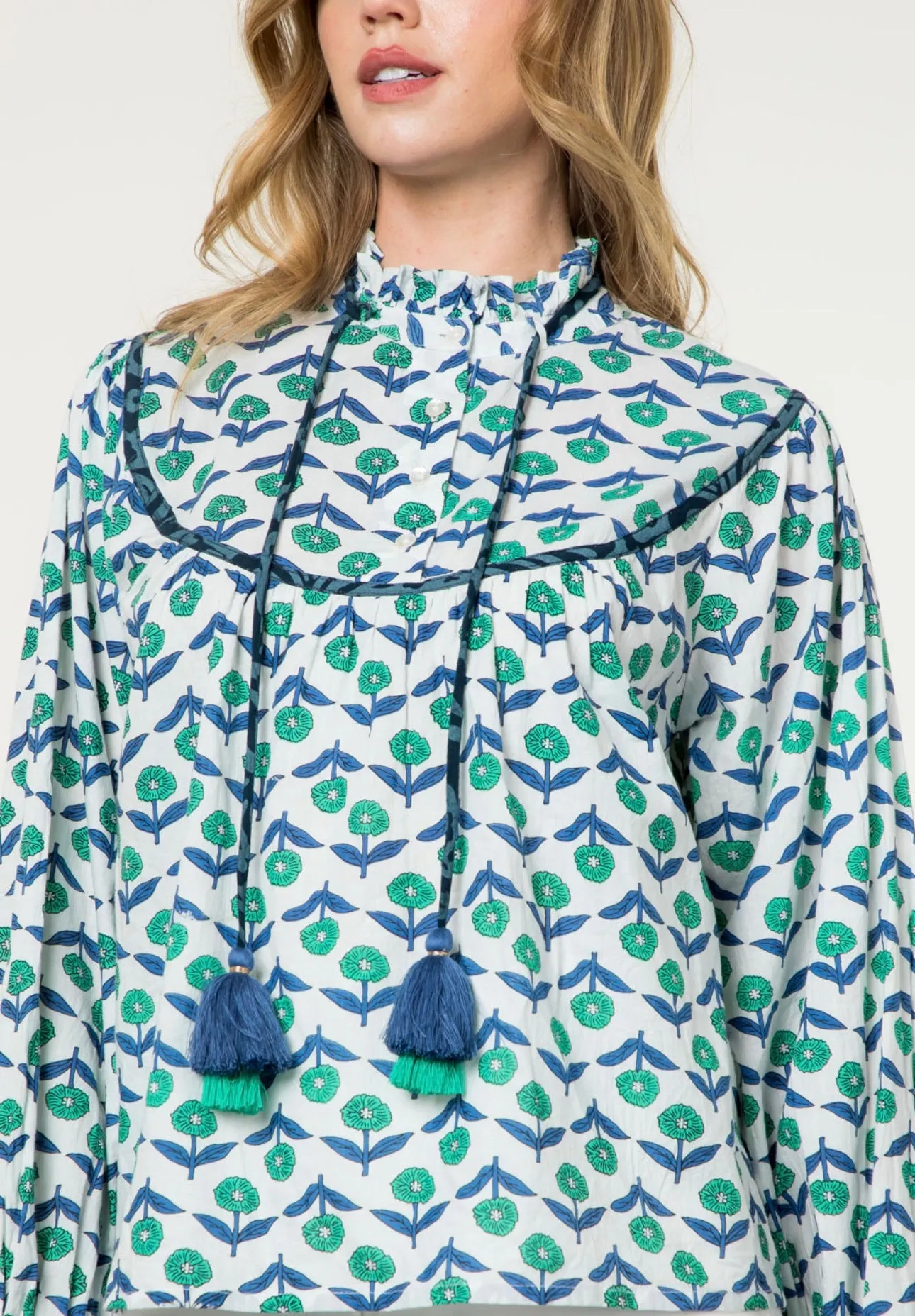 THML Blue Floral Blouse