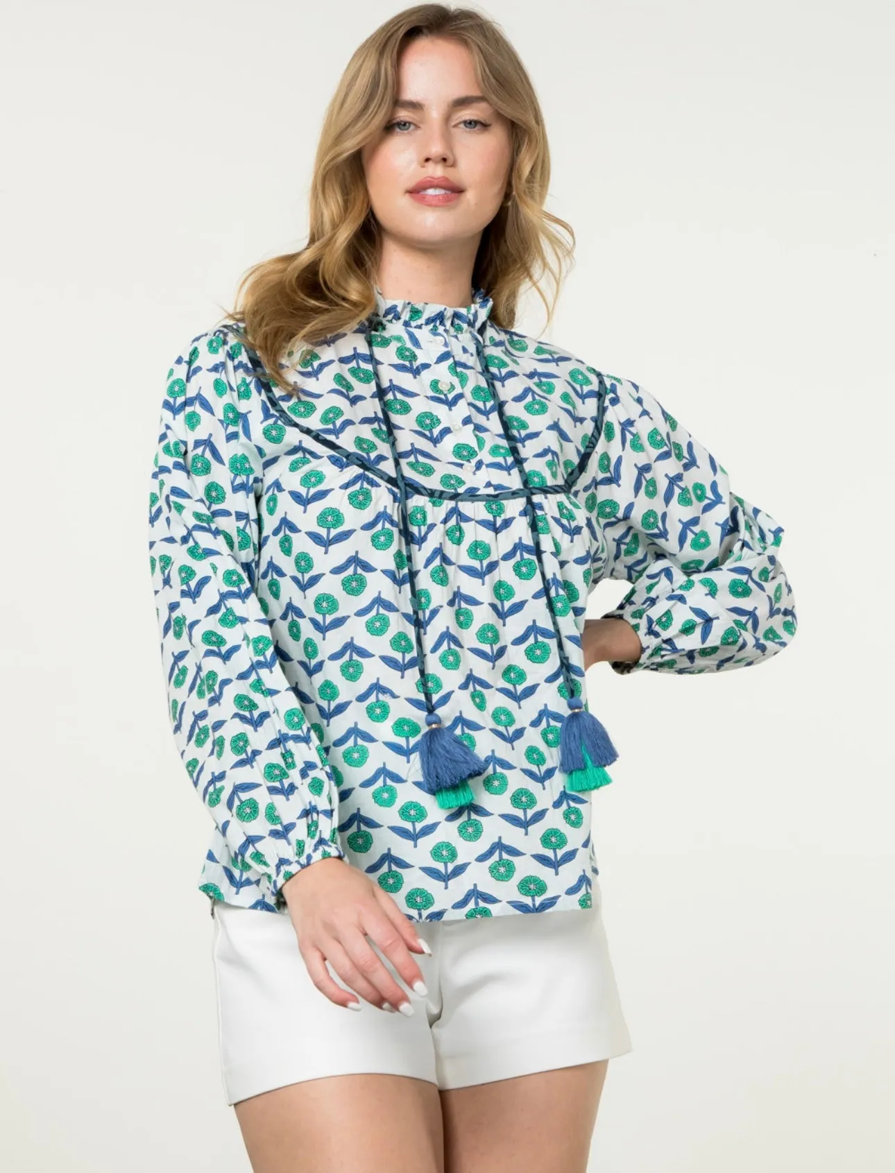 THML Blue Floral Blouse